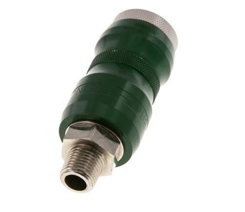 Nickel-plated Brass DN 7.8 Safety Air Coupling Socket with Slide Sleeve R 1/4 inch Male