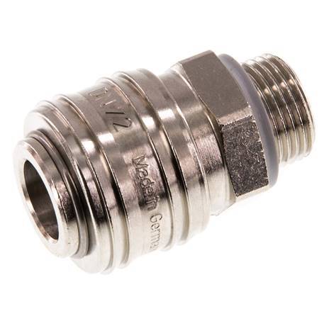 Nickel-plated Brass DN 7.2 (Euro) Air Coupling Socket G 3/8 inch Male Double Shut-Off