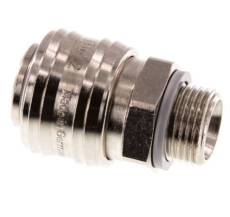Nickel-plated Brass DN 7.2 (Euro) Air Coupling Socket G 3/8 inch Male Double Shut-Off