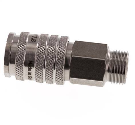 Stainless steel DN 7.8 Air Coupling Socket G 3/8 inch Male Double Shut-Off