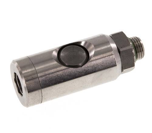 Stainless Steel 316L DN 7.4 Safety Air Coupling Socket With Push Button G 1/4 inch Male