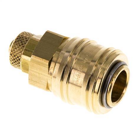Brass DN 7.2 (Euro) Air Coupling Socket 6x8 mm Union Nut Double Shut-Off