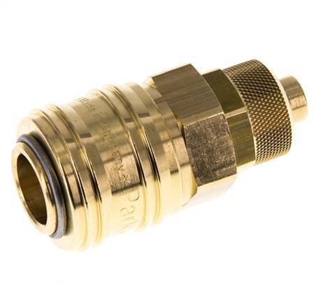 Brass DN 7.2 (Euro) Air Coupling Socket 8x10 mm Union Nut Double Shut-Off