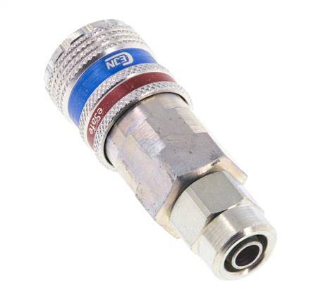 Steel/brass DN 7.6 (7.2 Euro) Safety Air Coupling Socket 6.5x10 mm (streamline) Union Nut