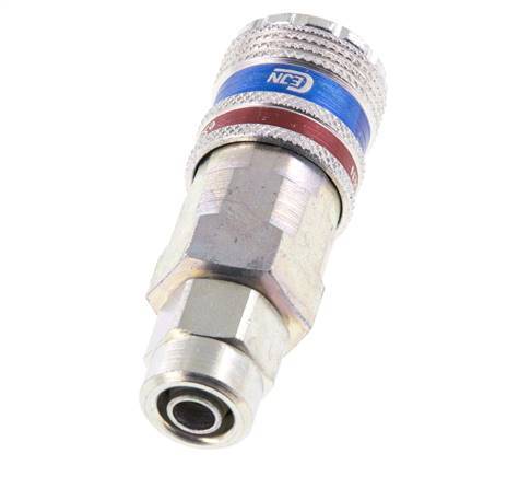 Steel/brass DN 7.6 (7.2 Euro) Safety Air Coupling Socket 6.5x10 mm (streamline) Union Nut