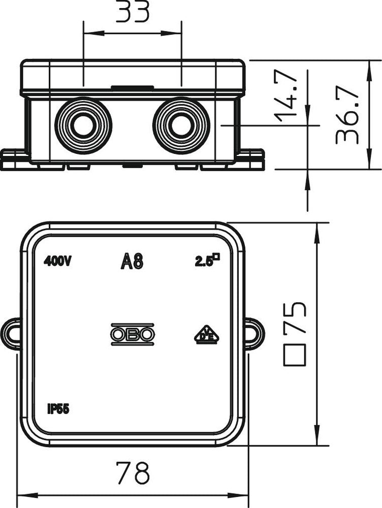 OBO A Surface mounted Box Wall/Ceiling - 2000075