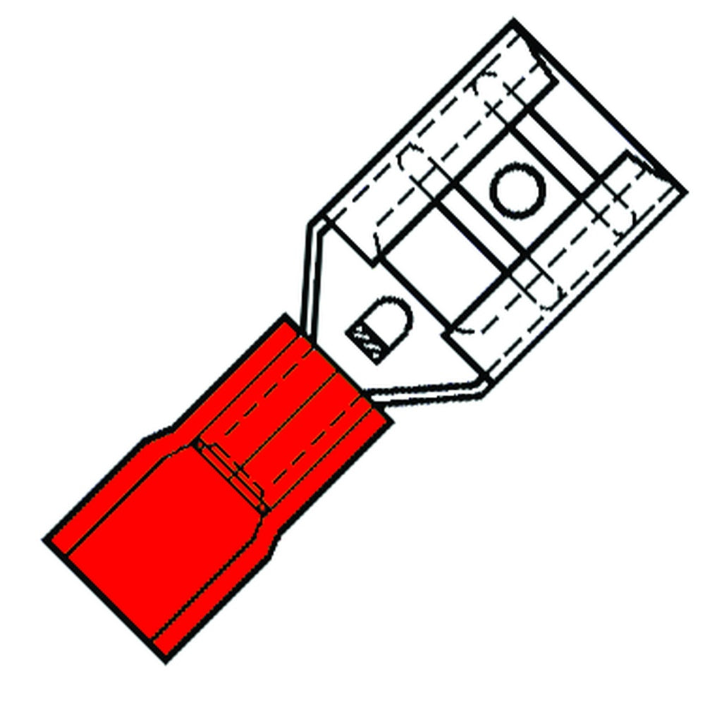 Insulated Female Spade Terminal 2.8mm Nylon Red - 151010 [100 Pieces]