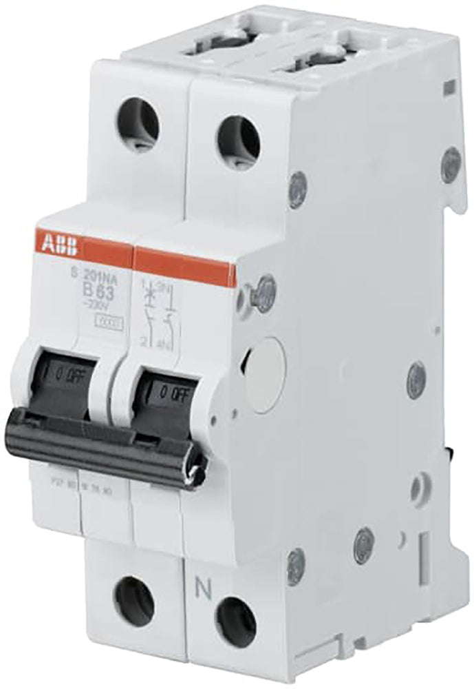 ABB S200 MCB 1P+N 2A B-Curve 6kA Circuit Breaker - 2CDS251103R0025