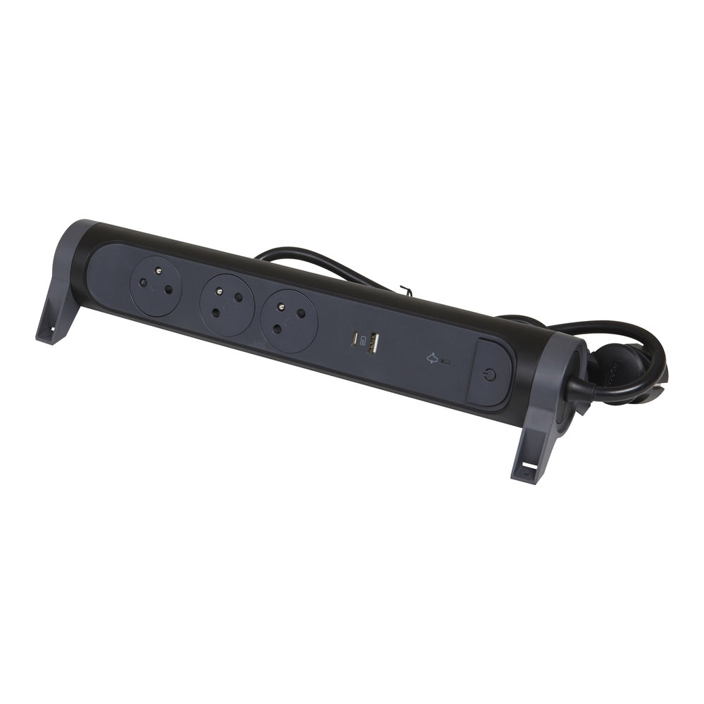 Premium USB A+C Outlet Strip 3 Ports 1.5m Black - 049424 [5 Pieces]