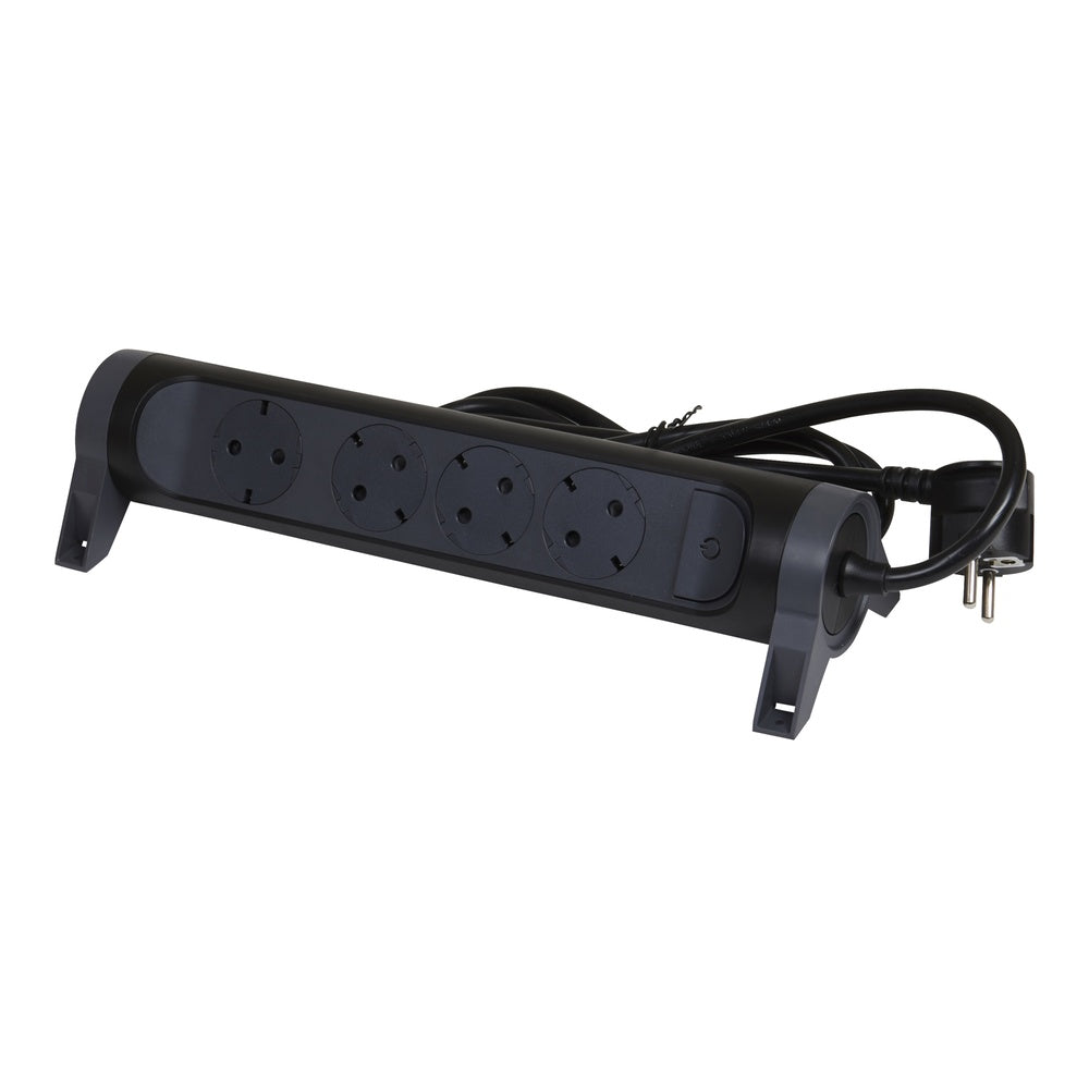 Legrand Premium 4-Outlet Socket With 3M Cable - Black - 694537 [5 Pieces]