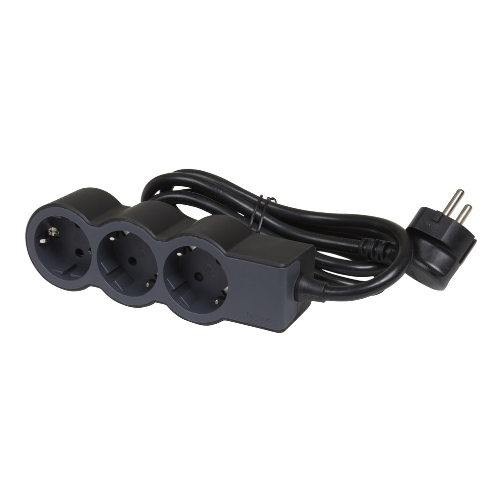 Legrand Standard Socket 3x2P+A 1.5m Cord - Black - 694550 [10 Pieces]