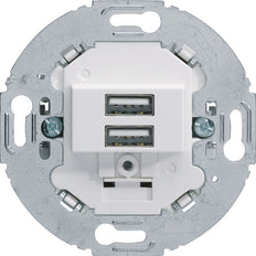 Hager Berker 230V USB Charging Socket Outlet 2 Gang 3A Classic White Matte - 260219