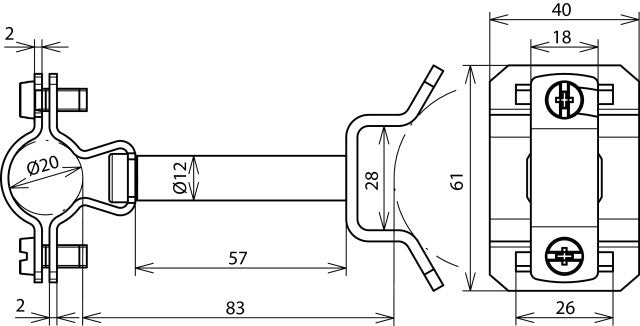 DEH LH ZS 20 Ex P70 SBB V2A Conductor Holder 20mm 70mm - 275444
