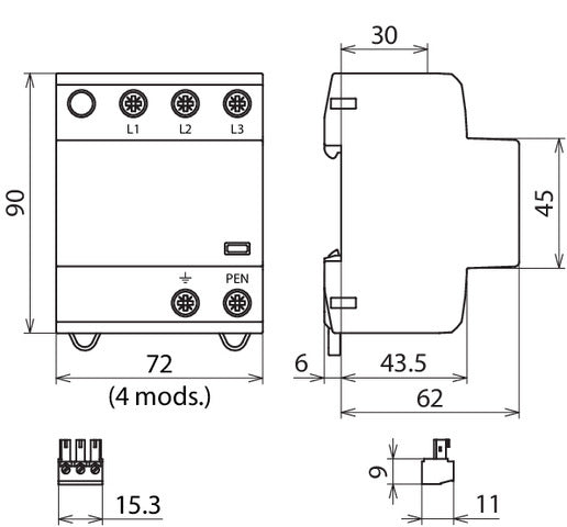 Dehn DSH B TNC 255 FM Combined Arrester Type 1 and 2 TN-C - 941306