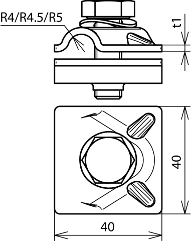 Dehn MV Clamp StSt For Rd 10mm With Hexagon Screw And Spring Washer - 391559