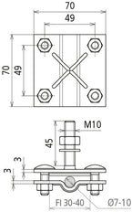 Dehn Connect Clamp For Fixed Earthing Point M10 For Rd 7-10 - 478141