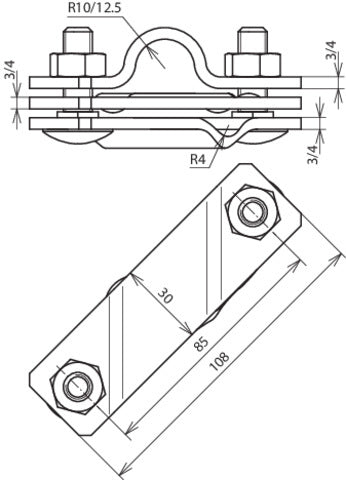 Dehn StSt Connection Bracket For Earth Rods V4A D25mm Rd 7-10mm Fl-40 - 649015