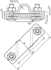 Dehn StSt Connection Bracket For Earth Rods V4A D25mm Rd 7-10mm Fl-40 - 649015