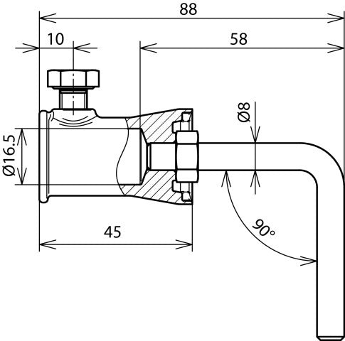 Dehn 90 Degree Stainless Steel Fixing Adapter With Socket - 106341
