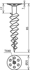 Dehn Dowel For Rigid Foam Plates L85mm PA For Screws D4.5mm - 200601 [2 pieces]