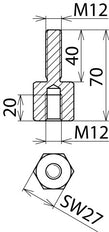 Dehn Bolted Type Connector M12 Female Thread M12x40 - 705504