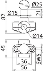 DEH KFP 25 RL 14 Fixed Ball Point D 25mm Clamp Type A - 725014