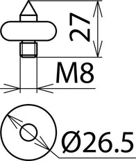 Onion-Shaped Electrode M8 With Threaded Bolt For PHE/PHV - 766913