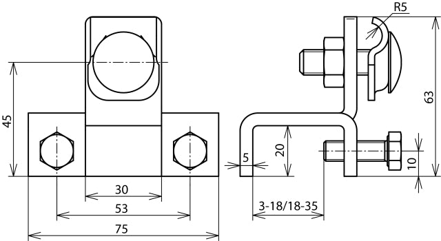 Dehn Connection Clamp Vertical Type For 3-18mm Profiles - 372110