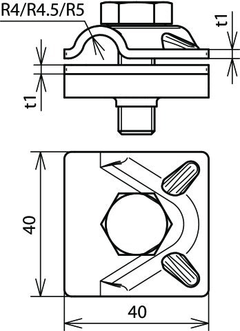 Dehn MV Clamp StSt For RD 8-10mm With Hexagon Screw Kit - 390059