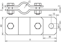 Dehn Earthing Pipe Clamp D54.5mm With Hole D11mm Sttzn - 410134