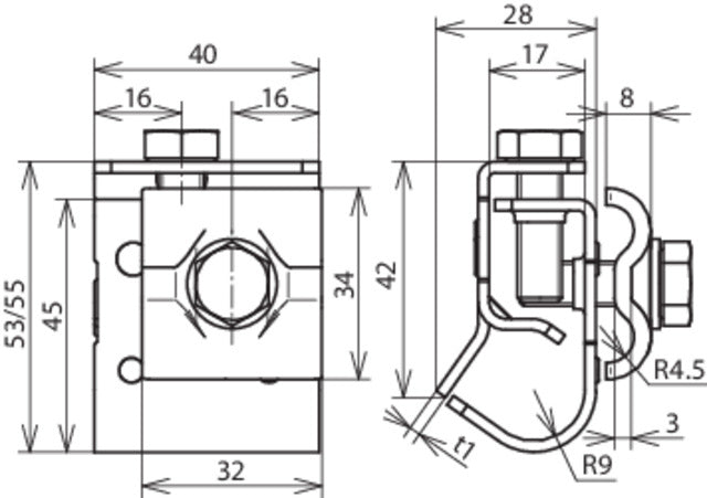 Dehn Gutter Clamp Al With Double Cleat For Rd 8-10mm - 339051