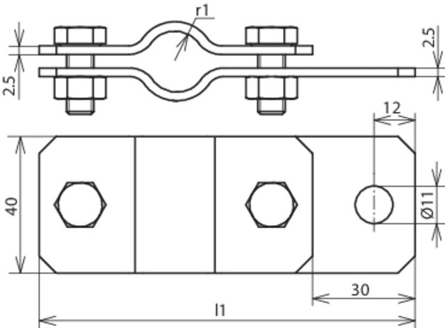 Dehn Earthing Pipe Clamp D 55mm With Bore D 11mm StSt - 410369