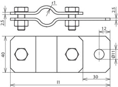 Dehn Earthing Pipe Clamp D 34mm With Bore D 11mm StSt V2A - 410339