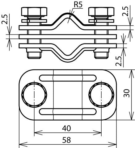 Dehn Uni Disconnect Clamp Stainless Steel 200kA With Intermediate Plate - 459200