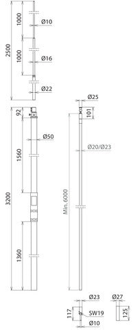 Dehn HVI Conductor D 20mm Cu Support Tube L 3200mm Air-Term Rod - 819328