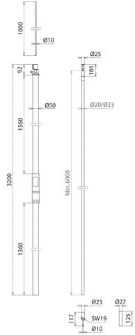 Dehn HVI Conductor D23mm With Support Tube L3200mm Air Terminal Rod - 819336