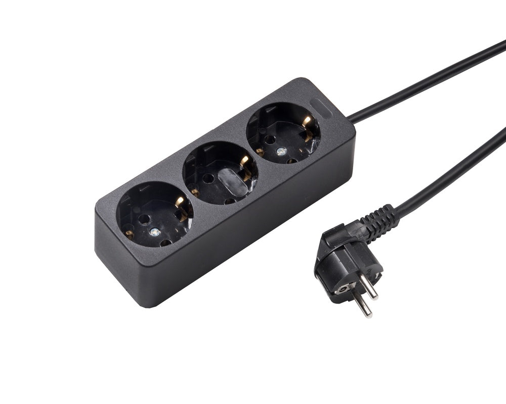 Martin Kaiser 3-Way Socket With Earthing Contact And 5m Cable Black - 538ZL5-15W/sw [10 Pieces]