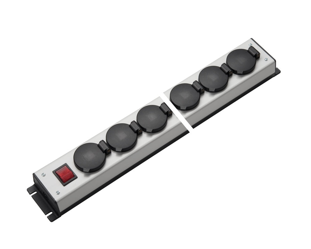 Martin Kaiser Power Outlet Strip 12 Way Hinged Cover IP20 Switch - 1058/12l-sw [10 Pieces]
