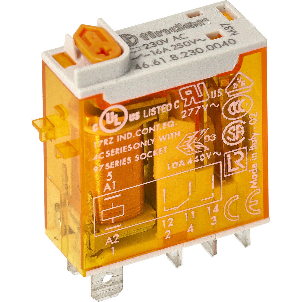 Finder Industrial Mini Relay 16A 230VAC AgNi Contact - 46.61.8.230.0040