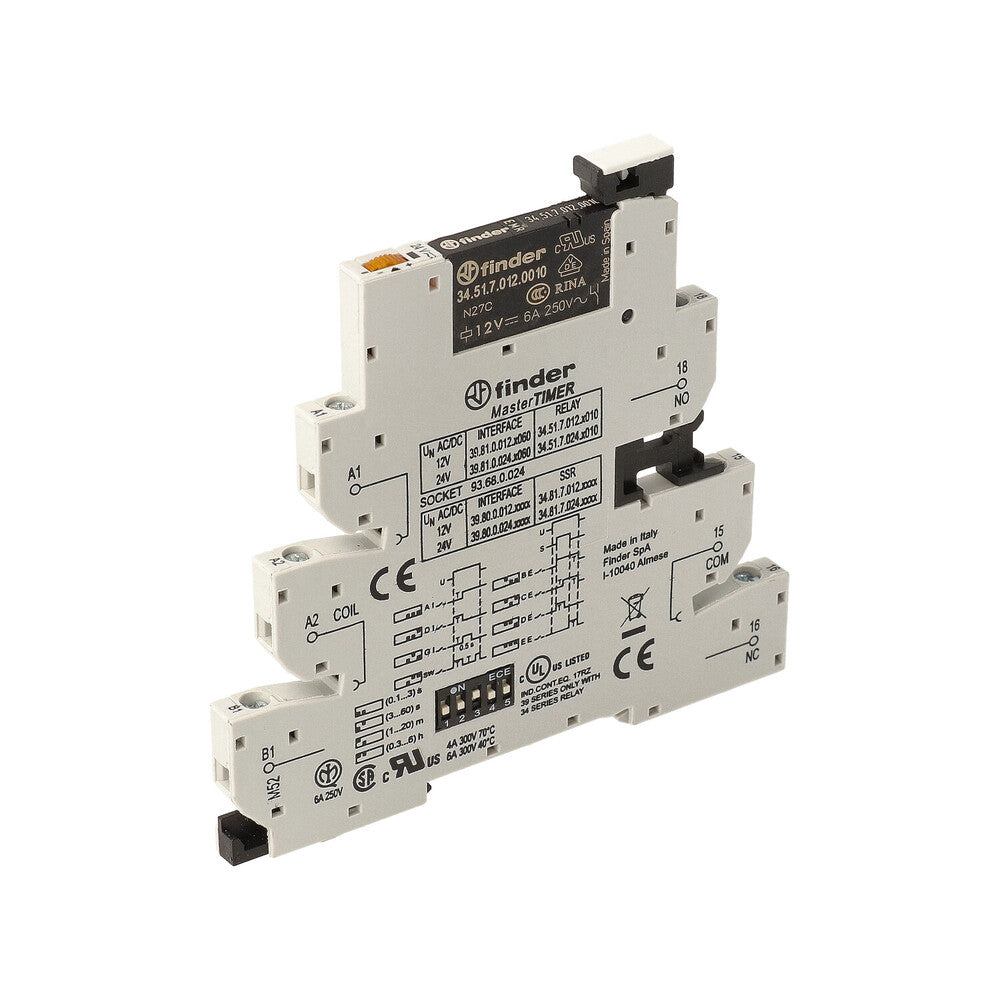 Finder Series 39 Interface Timer Relay 6A 12V AC DC - 39.81.0.012.0060