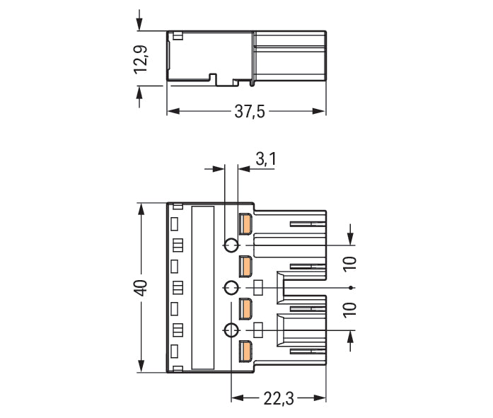 Wago 770-254 Winsta Midi 4-Pole Gray Connector Plug - 770-254 [2 Pieces]