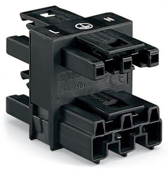 WAGO WINSTA MIDI 3-Way Distribution Connector 3-Pole Black - 770-607