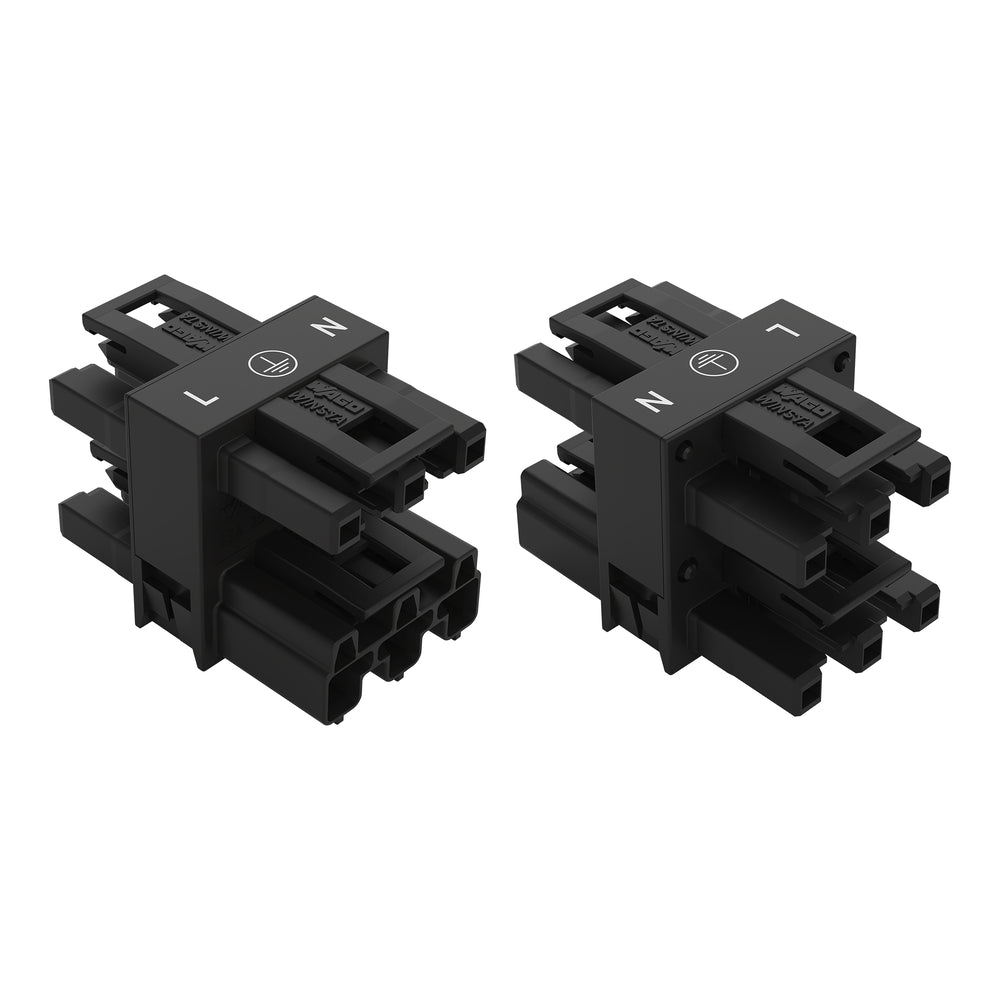 WAGO WINSTA MIDI 3-Way Distribution Connector 3-Pole Black - 770-607