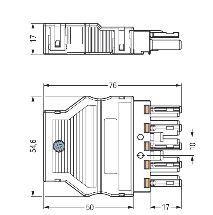 Wago 770-305 5-Pole Socket With Strain Relief - 770-305