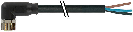 M8 Female Sensor Cable 90 Degree 5M PUR Black - 7000-08101-6310500