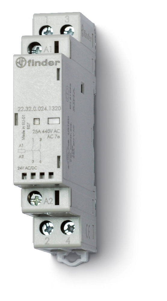 Finder 22.32 Modular Contactor 25A 24V DC/AC 2NO - 22.32.0.024.1320