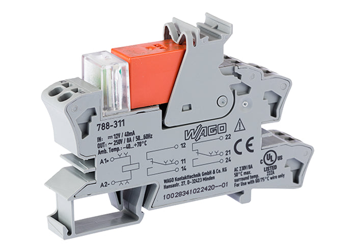 Wago 12V DC Dual Changeover Relay Module - 788-311