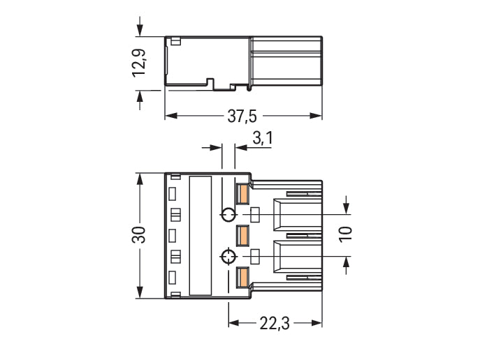WAGO 770-213 3-Pole Black Connector Plug - 770-213 [2 Pieces]