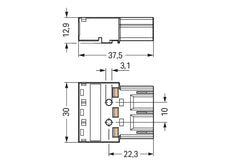 WAGO 770-213 3-Pole Black Connector Plug - 770-213 [2 Pieces]