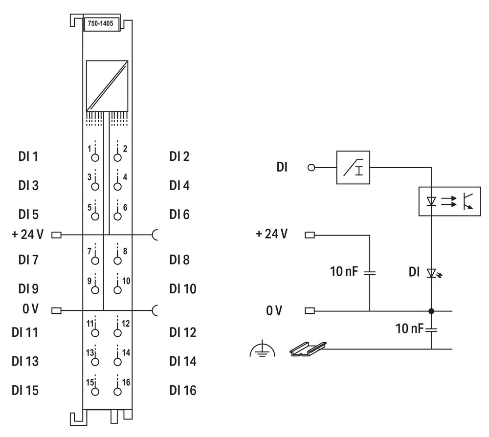 WAGO 750-1405 16-Channel Digital Input Module 24VDC - 750-1405